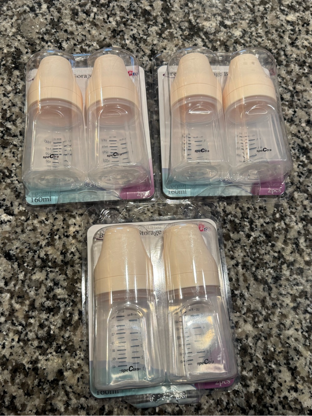 Spectra Clear Baby Bottles with Cream Caps - Pack of 6